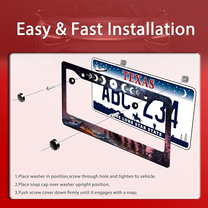 Moon Phases License Plate Frame Starry Sky Forest Moon License Plate Frames - Image 3