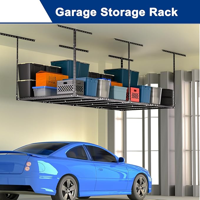 GIOTORENT 3x8FT Heavy Duty Overhead Garage Storage Rack - Image 2