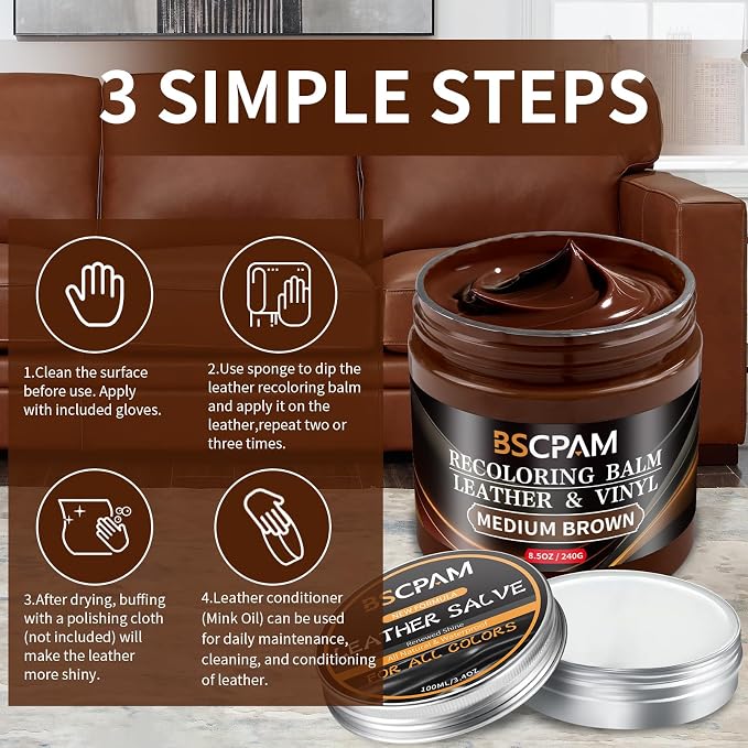 Medium Brown Leather Recoloring Balm - Image 5