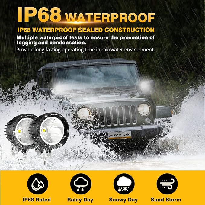 Auxbeam C4 Series Spot Beam LED Pod Lights, 4 Inch 72W Round Off-Road Lighting - Image 4