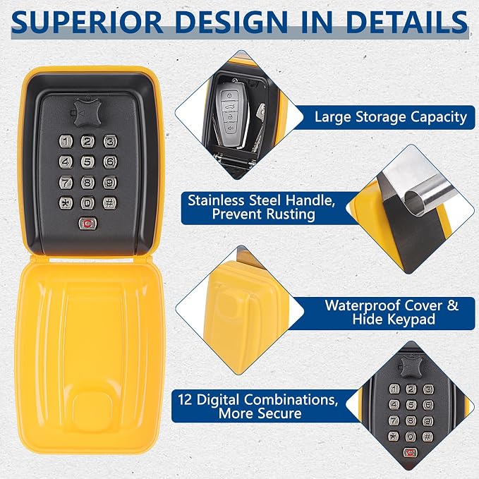 Car Window Punch Button Lock Box, Sturdy Waterproof Large Capacity Lock Box - Image 6