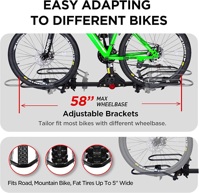 POLESTAR Hitch Mounted 2-Bike Rack, 200lbs Capacity Bike Rack Hitch - Image 7