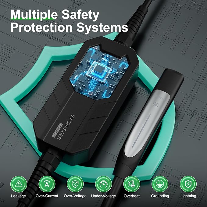 16 Amps Level 1 Tesla Charger, NEMA 5-15 Plug, Portable Electric Car Charger - Image 4
