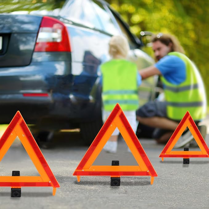 AYKRM 3Pack Car Warning Triangle Heavy Reflective Warning Road Safety Triangle - Image 2