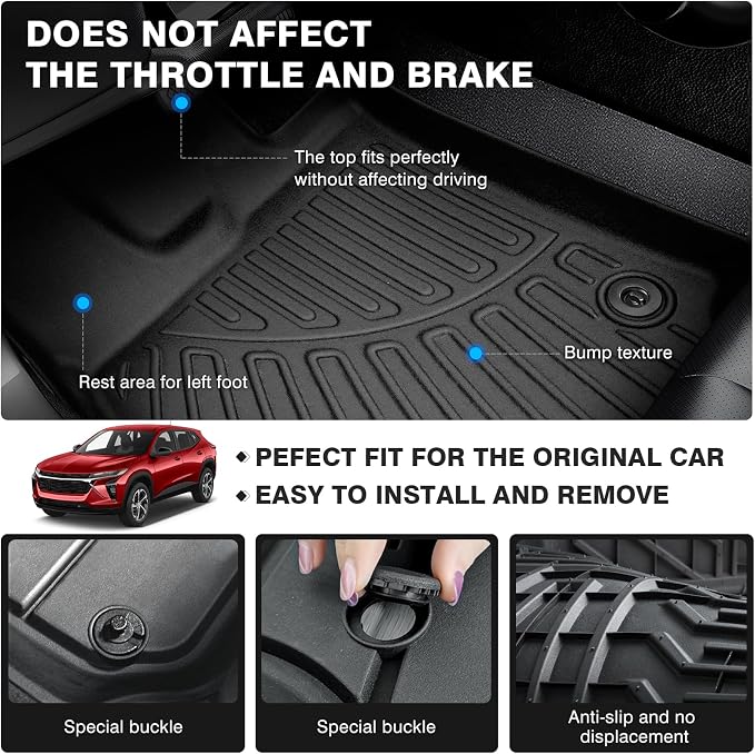 Powerty Floor Mats for 2024 2025 Chevrolet/Chevy Trax Accessories All Weather - Image 4