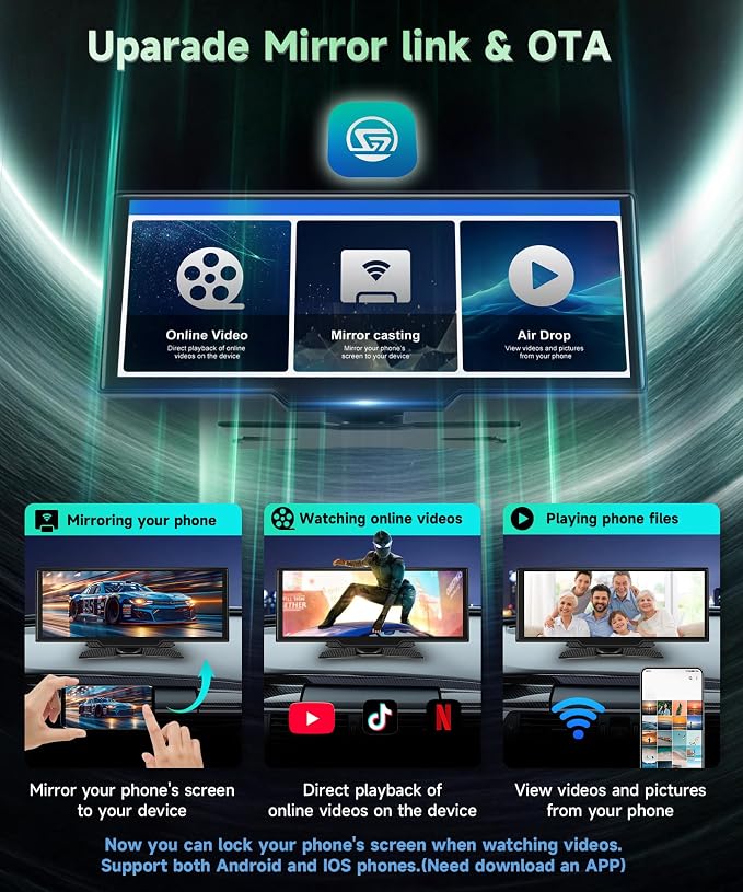 Carplay Screen for Car, 10.26 inch IPS Touch Screen Portable Wireless Car Stereo - Image 5