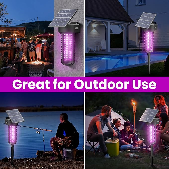 Solar Bug Zapper Outdoor 2 Pack, Garden Mosquito Zapper Waterproof & Cordless & - Image 6