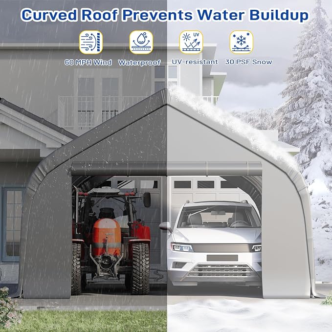 EROMMY 20x20 FT Heavy Duty Durable Carport, Galvanized Steel Frame Garage - Image 6