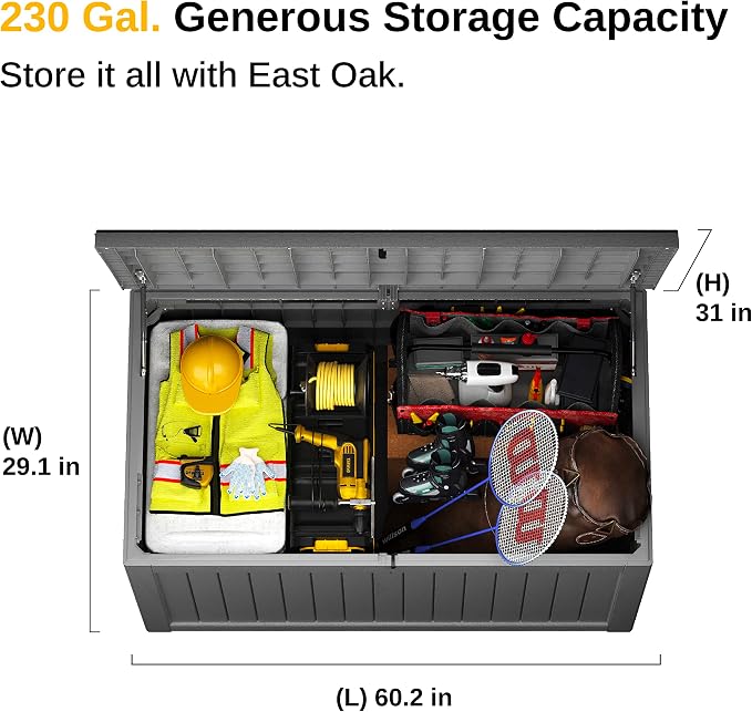 EAST OAK Outdoor Storage Box, 230 Gallon Deck Box, Waterproof, UV-Resistant - Image 6