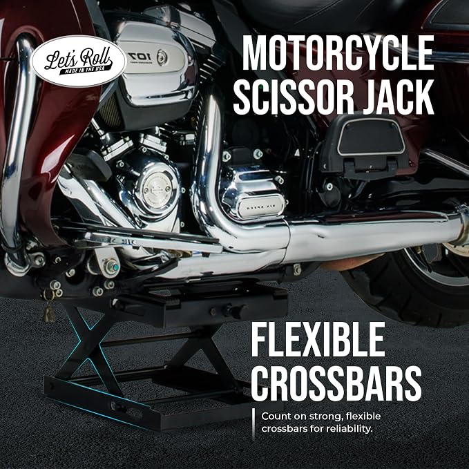 Let's Roll Standard Motorcycle Lift Jack - 1200 LB Heavy Duty Scissor Jack - Image 3