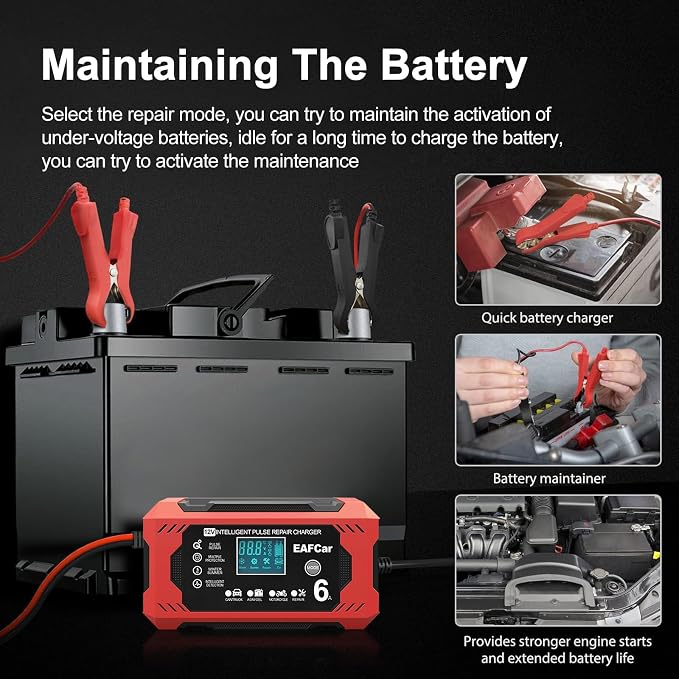 6-Amp Battery Charger, 12V Trickle Charger Car Battery Charger, Smart Automatic - Image 4