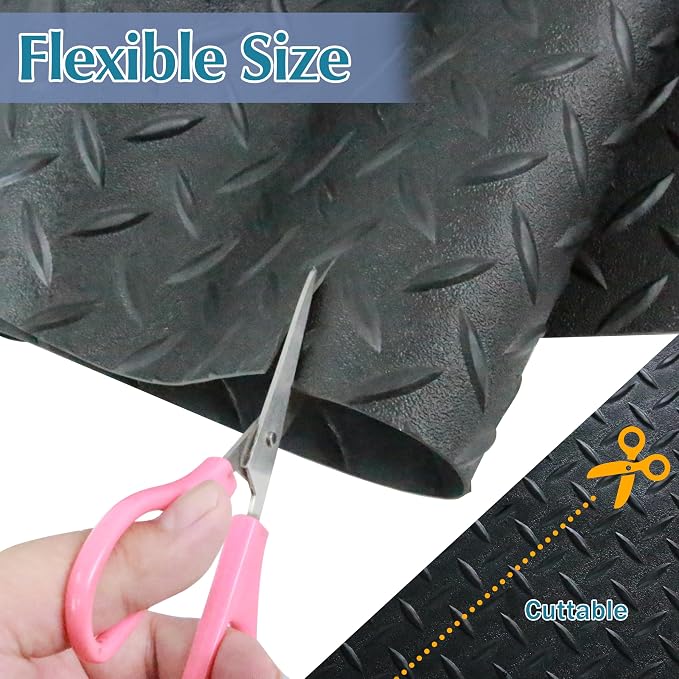 7.5 x 17 FT Garage Floor Mat, 2.5 mm Thickness Diamond PVC Garage Flooring Roll - Image 4