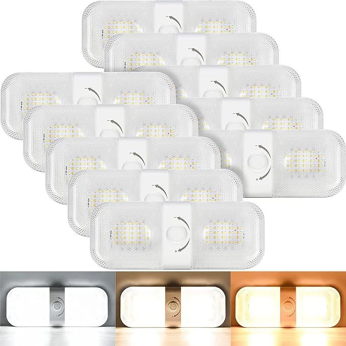 Retisee 10 Pcs RV Lights Interior 1700LM, 3 Color 12V RV LED Dome Lights by Retisee