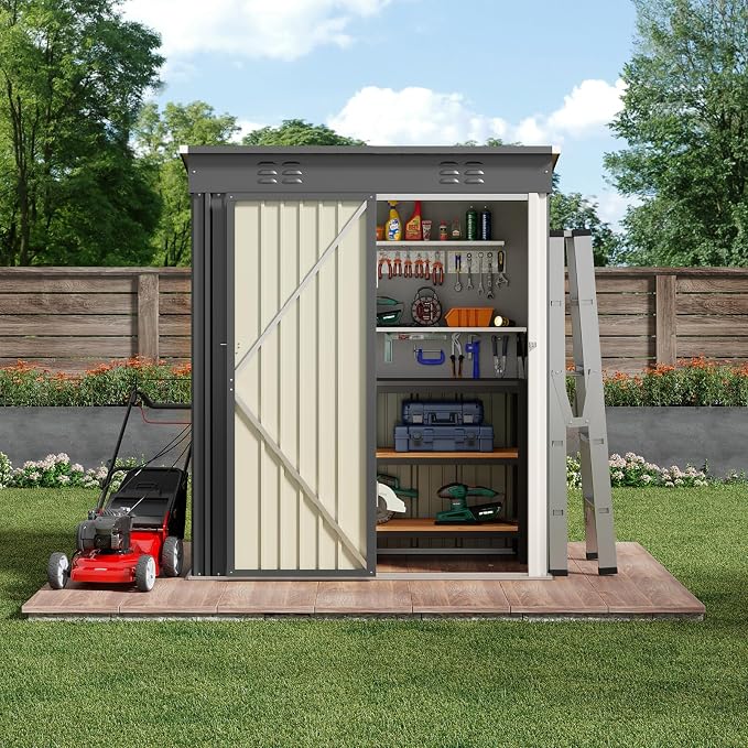 Bealife 5' x 3' Outdoor Storage Shed Clearance, Metal Outdoor Storage Cabinet - Image 3