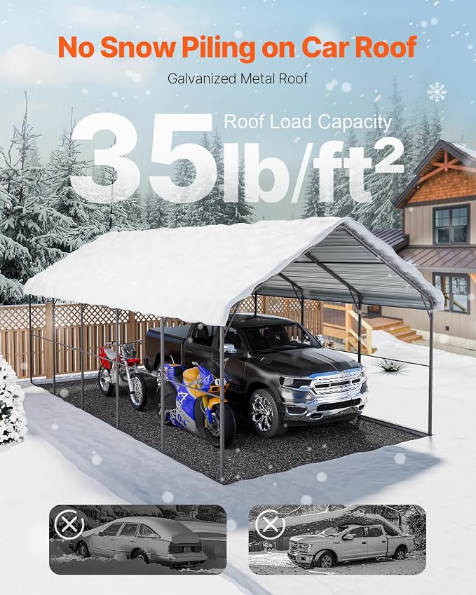 VEVOR Heavy Duty Metal Carport, Car Tent Garage Shade - Image 4
