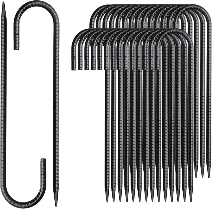 Rebar Stakes 12 Inch J Hook Ground Stakes Heavy Duty 30 Pack Chain Link Fence by MSWY