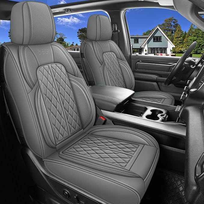 Car Seat Cover Custom Fit for Dodge Ram 1500 2500 3500 2002-2024 Faux Leather by DuDuWang