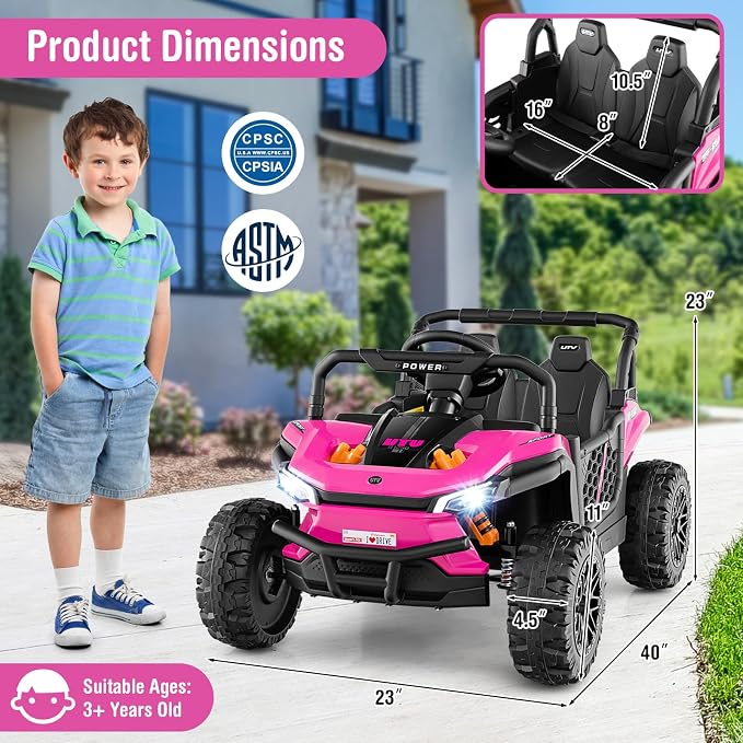 Costzon Kids UTV, 12V Battery Powered Electric Off-Road Car w/Remote Control - Image 6