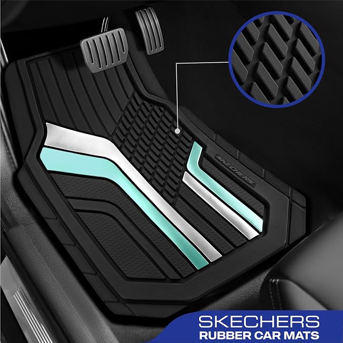 Skechers Heavy Duty Rubber Car Floor Mats, Wo Tone Design Floor Mats, All - Image 2