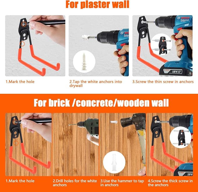 Heavy-Duty Garage Hooks -4 Pack Type medium J - Image 6