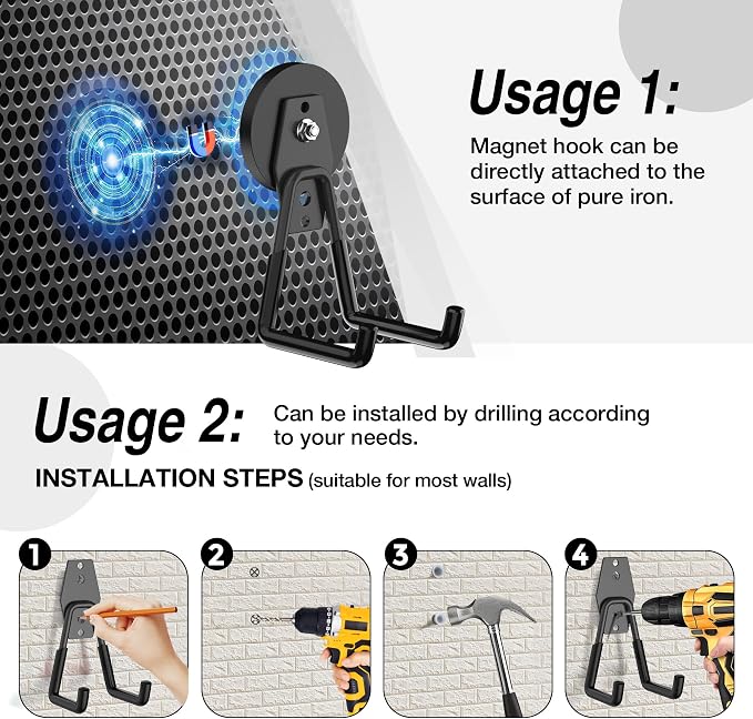 6 Pack Heavy Duty Storage Magnetic Utility Hooks Large Garage Strong Extra - Image 7