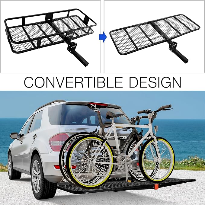 Folding Hitch Mount Cargo Carrier Hitch Rack Basket 60"*21.5"*6" Hauling Weight - Image 4