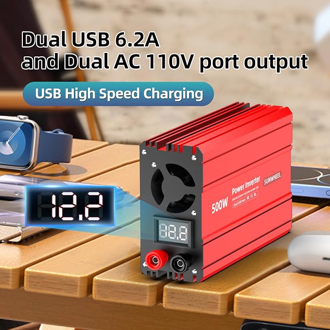 SUNWHEEL 500W Power Inverter DC 12V to 110V AC Car Inverter - Image 4