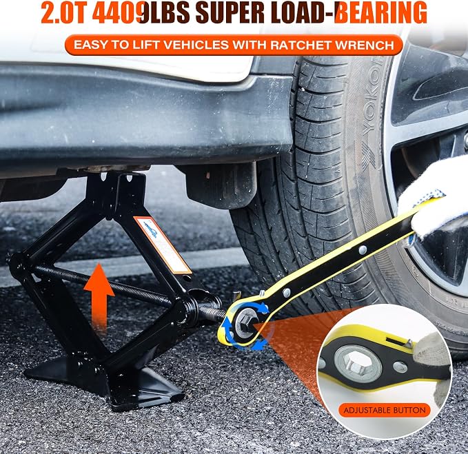 Scissor Jack for Car, 2 Ton Car Jack Kit for Sedan, Universal Tire Changing Kit - Image 2