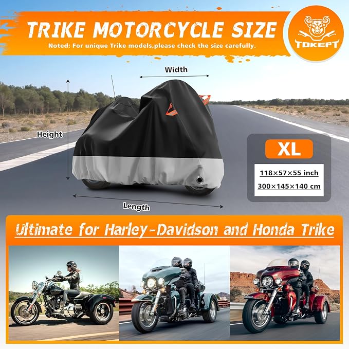 Trike Motorcycle Cover, Outdoor Waterproof Vehicle Cover - Image 2