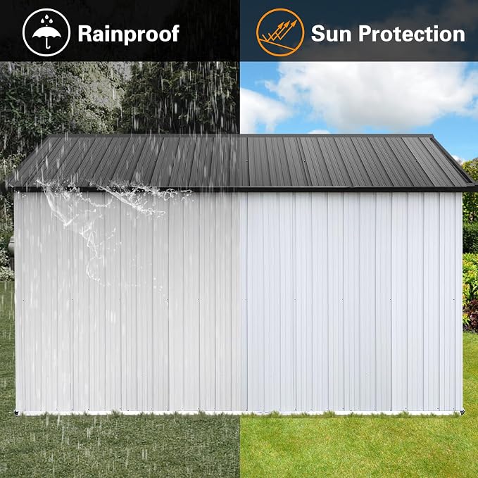 12 x 10 FT Metal Garden Shed, Outdoor Storage Shed - Image 4