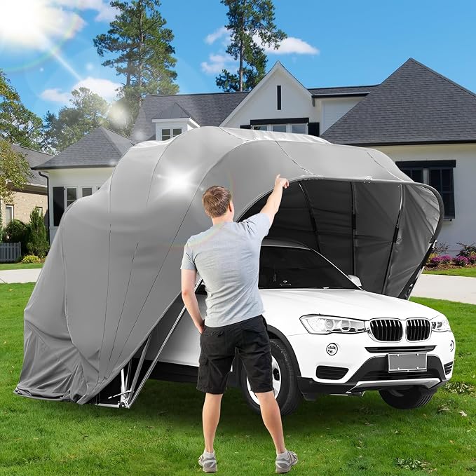 Stainless Steel Carport, Foldable Retractable Garage, Heavy Duty Mobile Carport by WTTTTW