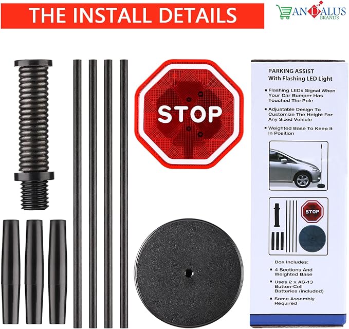 Andalus Brands Flashing LED Stop Sign Garage Parking Assistant System | Bumper - Image 8