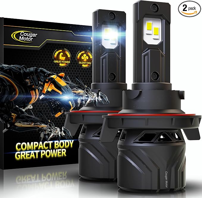 Cougar Motor H13 Bulbs, 9008 Fog Lights 6500K White Non-Polarity H13 Fog Bulb by CougarMotor