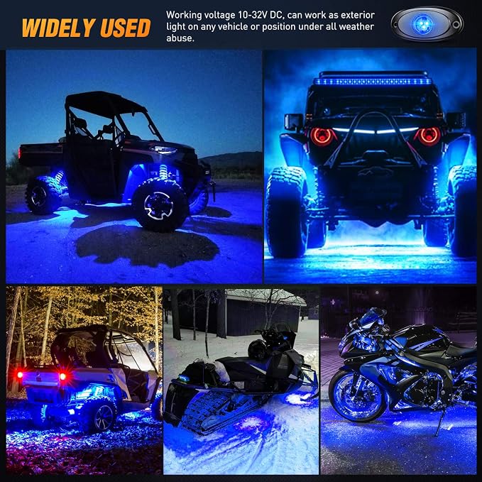 Nilight LED Rock Light 4PCS Underglow Wheel Well Pods Waterproof Exterior - Image 8