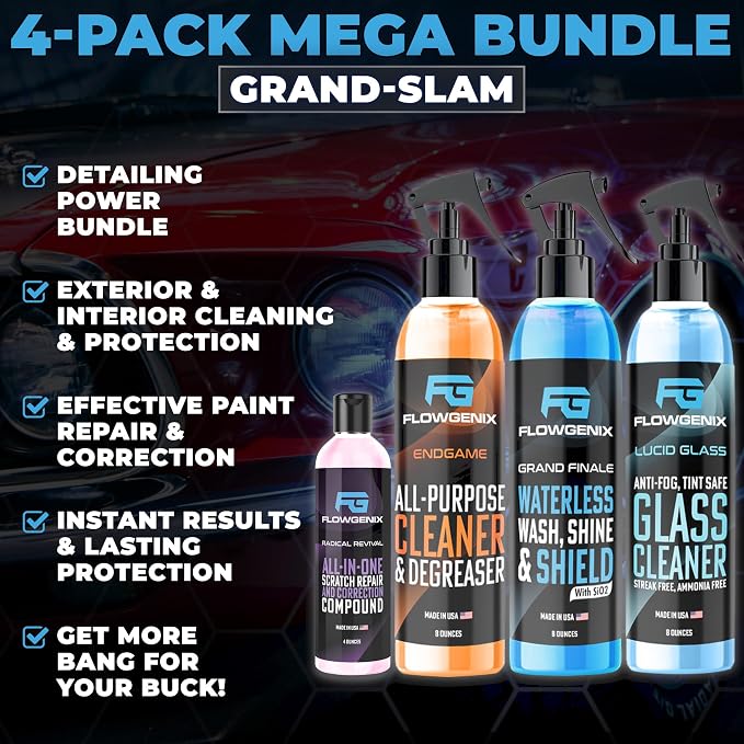 Grand Slam 4-Pack Includes Waterless Car Wash Spray + Instant Car Scratch - Image 7