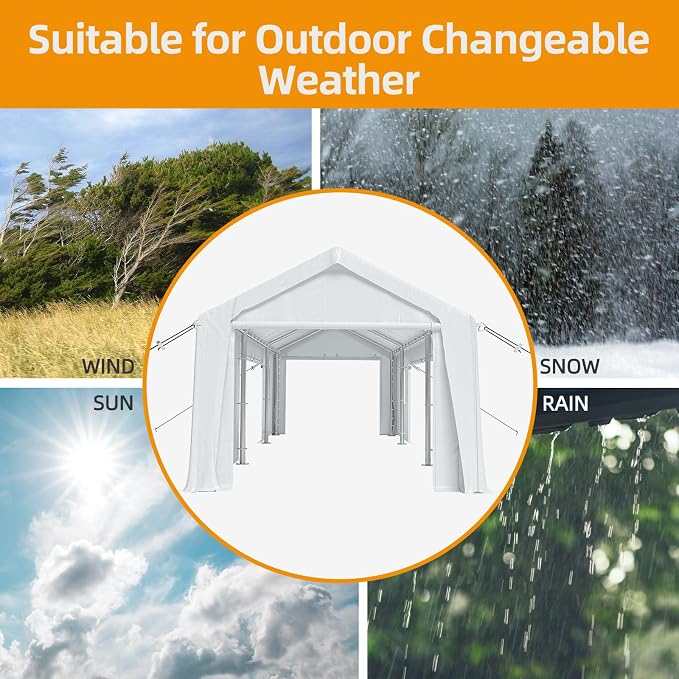 10x20ft Heavy Duty Carport Outdoor Canopy Portable Garage - Image 5