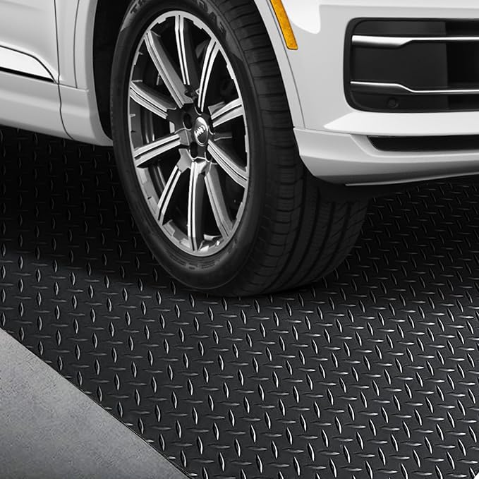 OrangeStar 4 x 6 Ft Garage Floor Mat, Diamond Plate PVC Garage Flooring Roll - Image 7