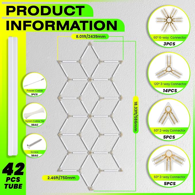 GOSLARLIT LED Garage Light Hexagon, Hexagram Shop Detailing Lights, 6500K - Image 7