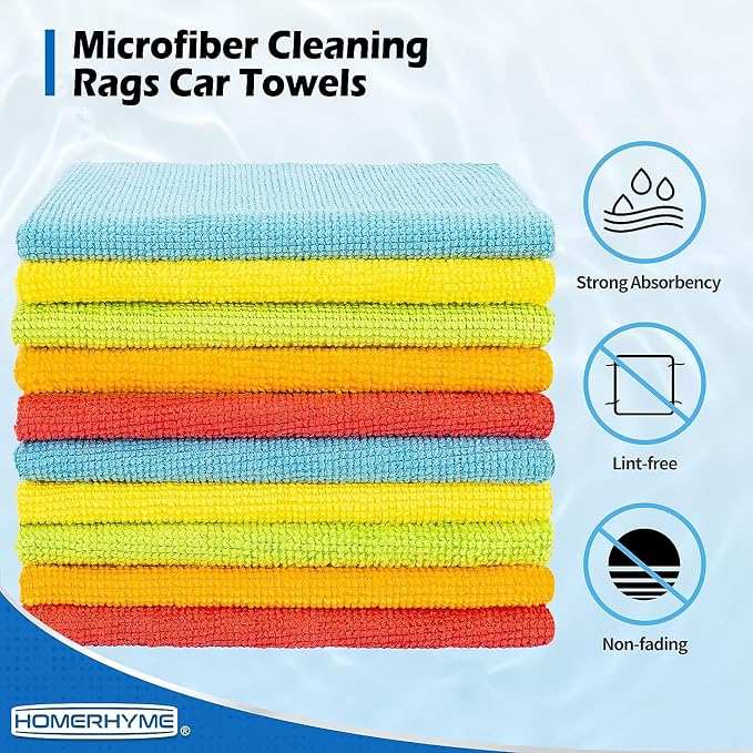 HOMERHYME Microfiber Towels for Cars, 24 Pack Microfiber Cleaning Cloths - Image 2