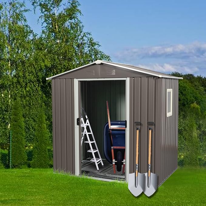 6x5 FT Outdoor Storage Shed, Metal Garden Shed - Image 2