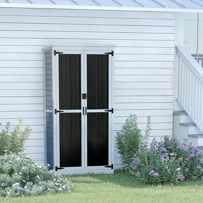 GDLF Outdoor Storage Cabinet Wood & Metal Garden Shed - Image 4