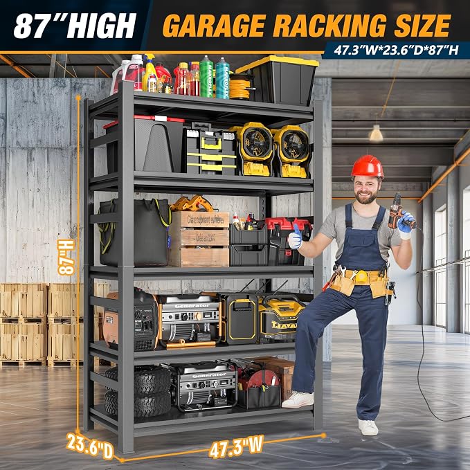 Heavy Duty Commercial Metal Garage Shelving Rack, Adjustable Industrial Steel - Image 2