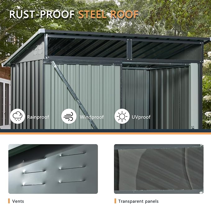 Metal 5x3 FT Garden Storage Shed, Outdoor Small Shed - Image 5