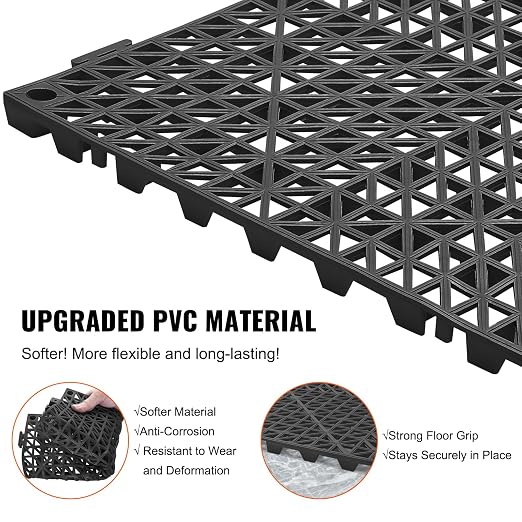 VEVOR Interlocking Tile 50PCS Black, Drainage Tiles 12" x 12" Splicing - Image 3