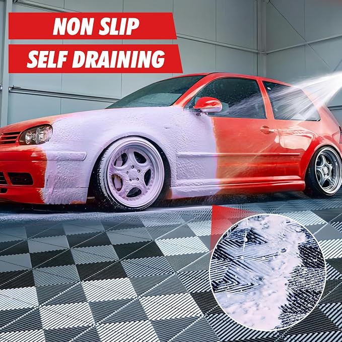 15.7"x15.7" Garage Flooring Tiles, Non-Slip Interlocking Plastic Garage Floor - Image 6