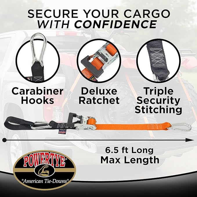 PowerTye - Made in USA - Heavy Duty Ratchet Tie Down Straps - Image 3