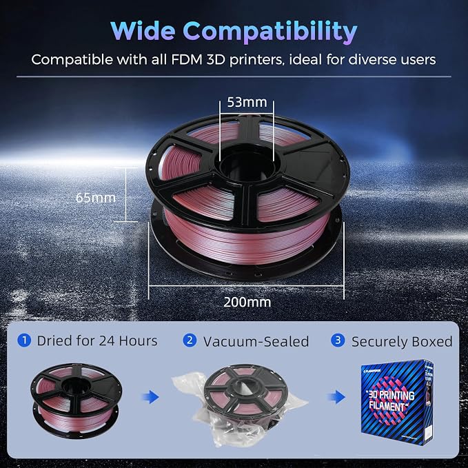 FLASHFORGE PLA Filament 1.75mm +/- 0.02mm Rose Quartz, Color Changeable 3D - Image 7