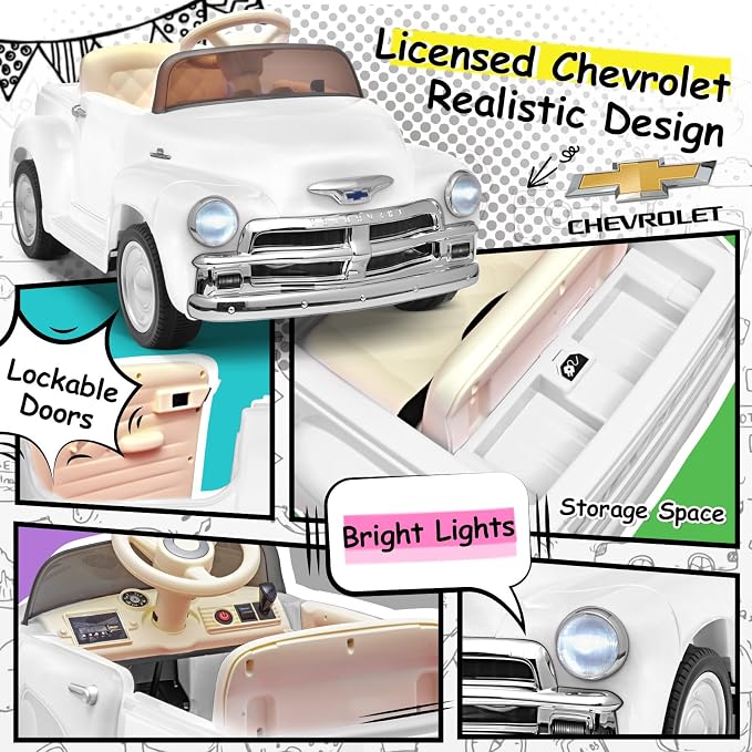Joywhale 12V Kids Ride on Car Licensed Chevrolet 3100 Pickup Battery Powered - Image 5
