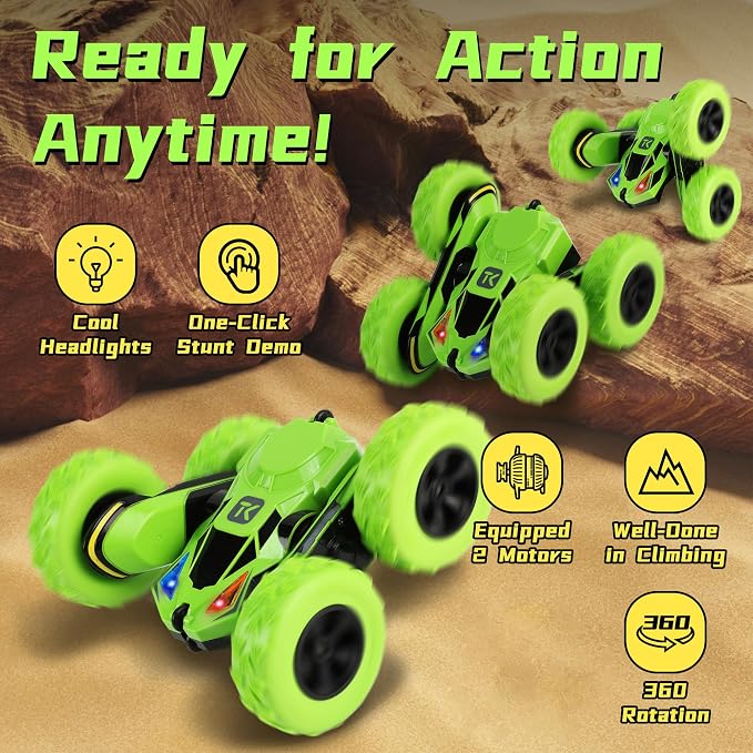 Threeking RC Stunt Cars Remote Control Car Double-Sided Driving 360-degree - Image 2