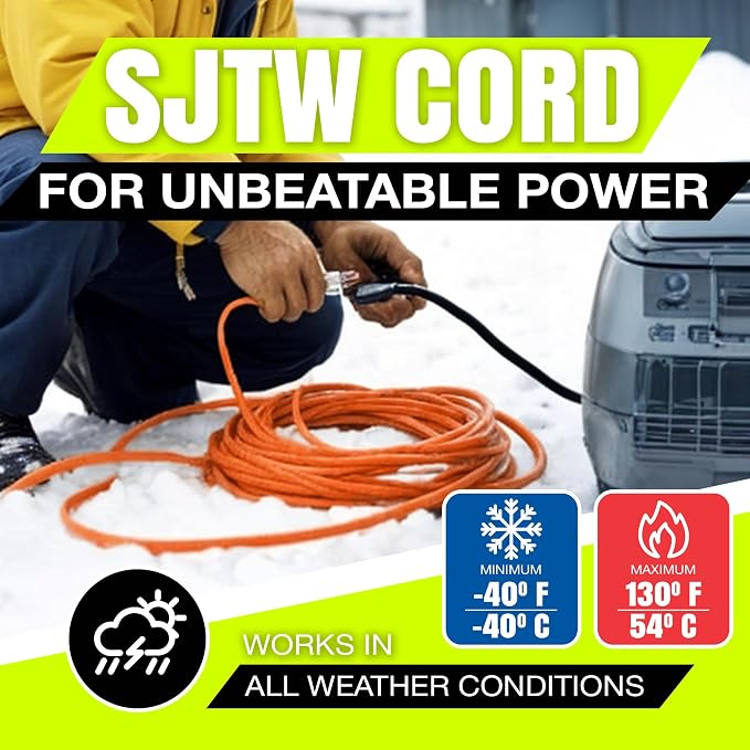 75ft Outdoor/Indoor Extension Cord 12/3 Gauge Extra Heavy Duty 3 Prong SJTW - Image 8